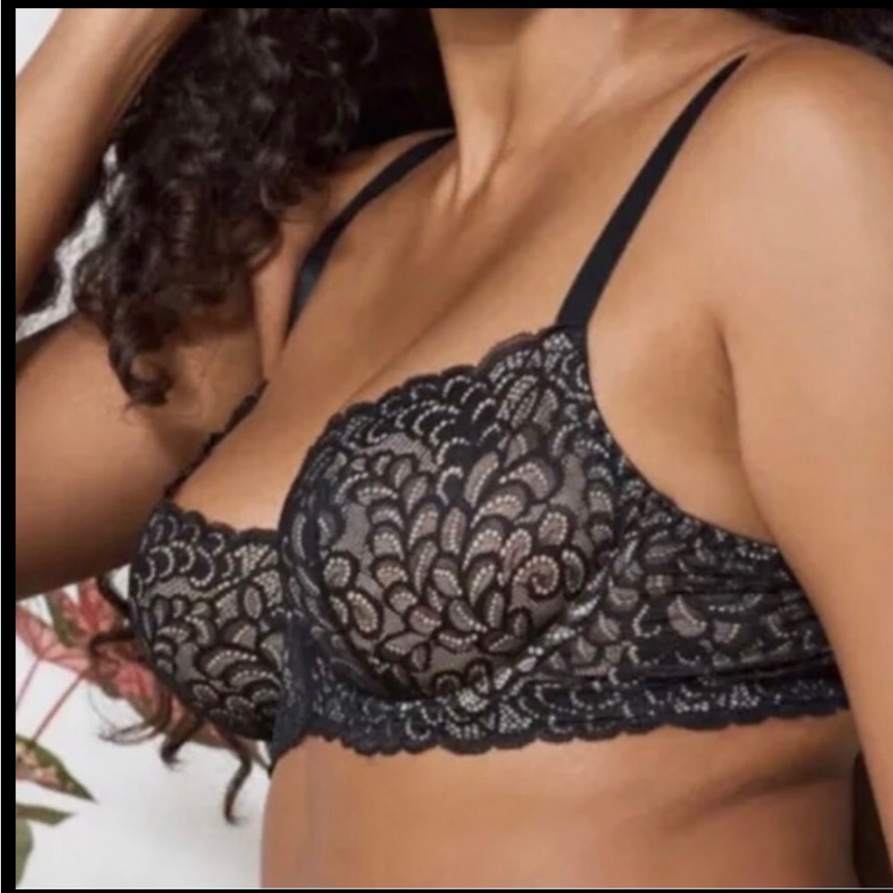 NIP NWT True & Co Gramercy Balconette  black lace bra